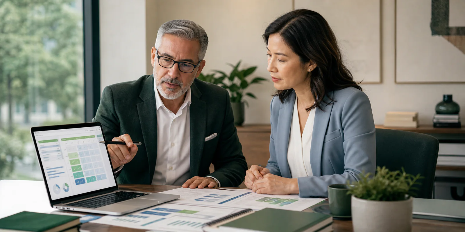 Internal controls specialists reviewing a risk and control matrix
